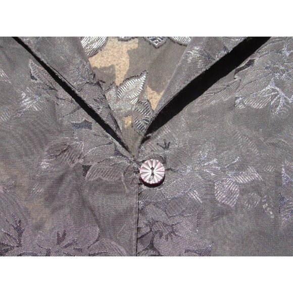 Vtg Over Blouse 1X Shear Long Sleeve Dressy One Button Cover Up 1980s Cocktail - Picture 5 of 10